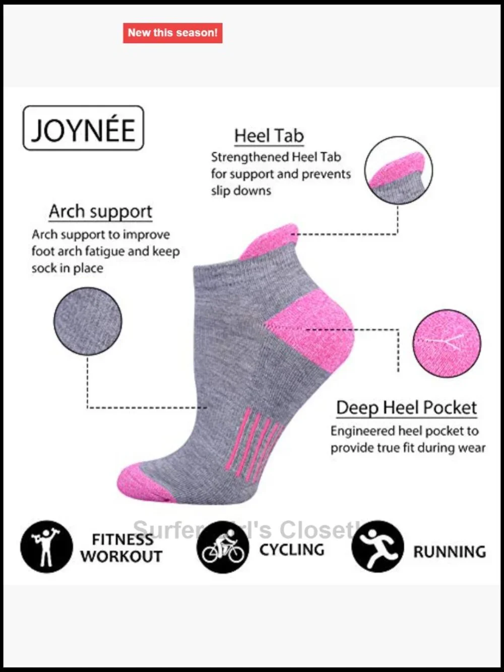 6 Pack Cushioned Ankle Low Cut Athletic Running Socks